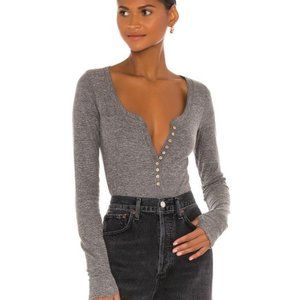 free people dylan thermal long sleeve top-gray